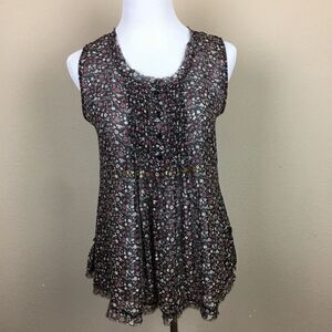 Sheer Floral Romantic Ruffle Blouse Women’s Size S